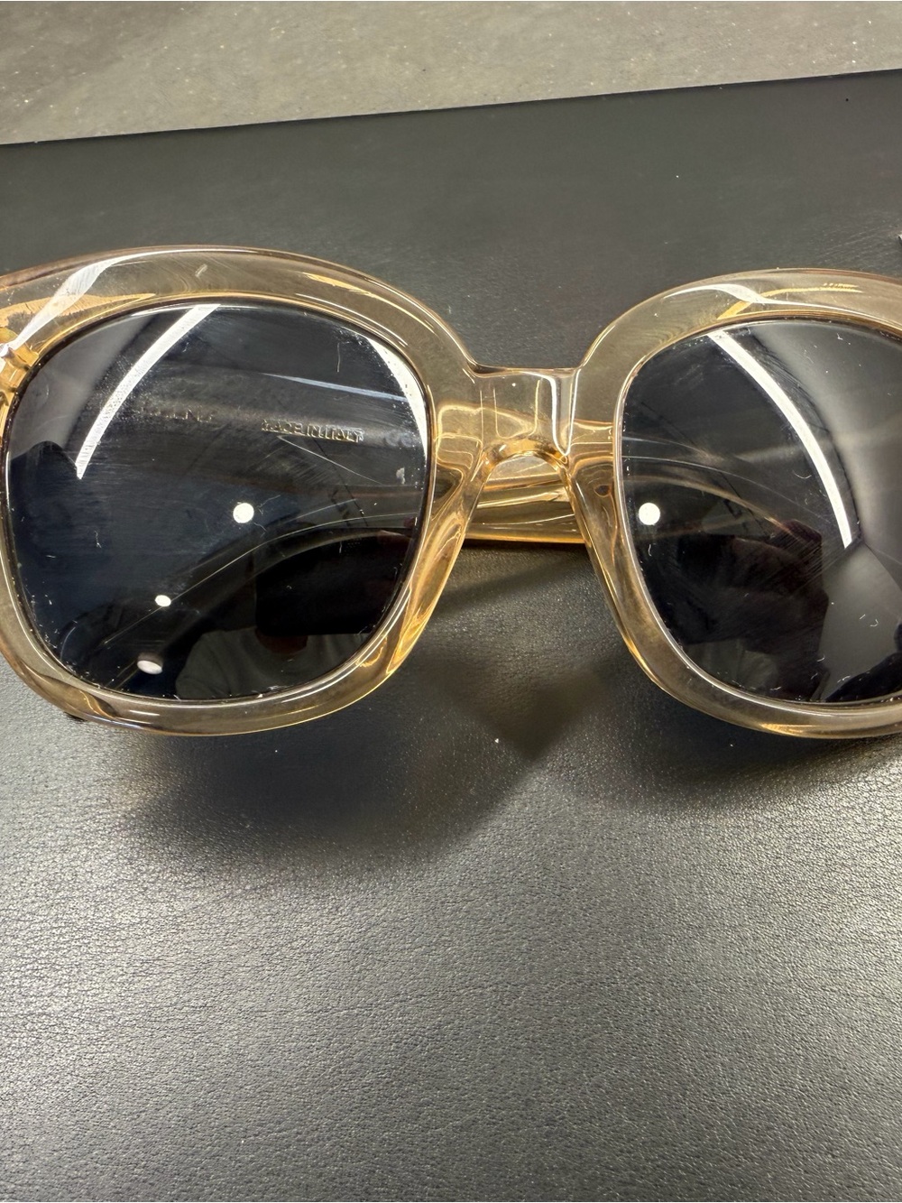 Celine Round Transparent Beige Frame Sunglasses with Black Lenses